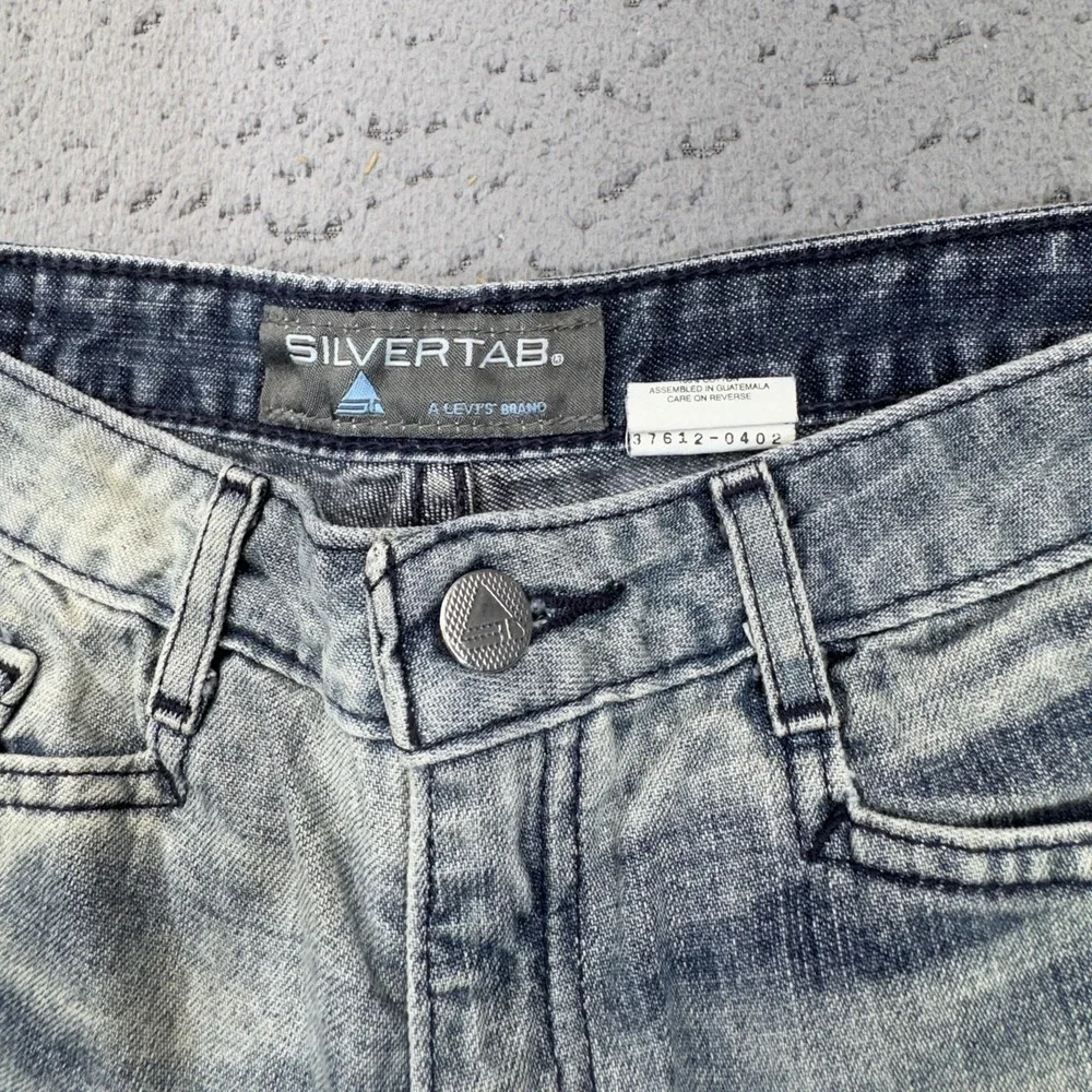Levis SilverTab Shorts Womens 5 28 Waist Blue Denim Jorts Acid Wash Y2K Low Rise